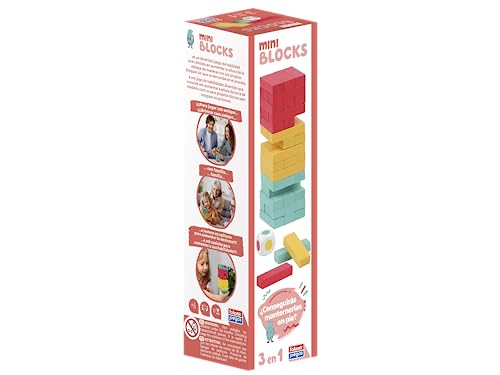 Falomir Mini Blocks | 3-in-1 buntes Holzspiel | Stapeln der Blöcke | für 1 Spieler oder mehr (Alter 6+) (33702) von Falomir