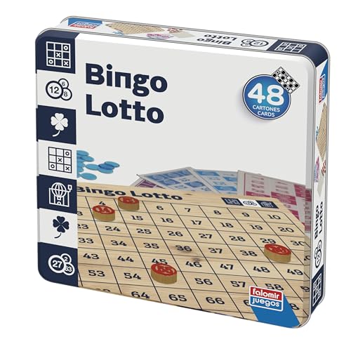 Falomir Bingo Lotto Familie | Emotion und Zufall für alle Altersgruppen | Blechdose | ab 2 Spielern (Alter 6+) von Falomir