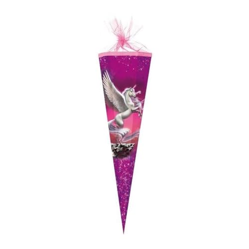 Familando große Schultüte für Jungen und Mädchen Zuckertüte 85cm 6-eckig mit Tüllverschluss zur Einschulung (Pegasus) von Familando