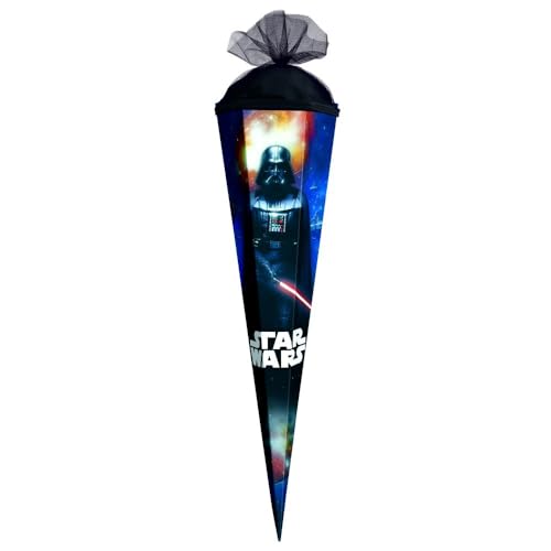Familando große Schultüte für Jungen und Mädchen Zuckertüte 85cm 6-eckig mit Tüllverschluss zur Einschulung (Star Wars) von Familando