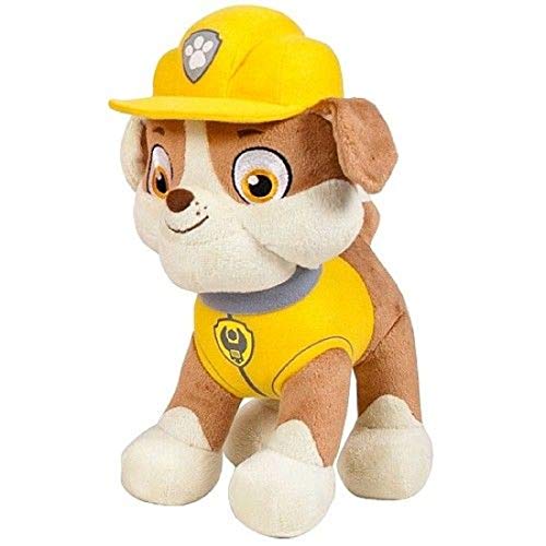 Plüsch, kompatibel zu Paw Patrol, 1x Kuscheltier für Kinder 19cm Welpe TV Serie | Plüschtier | Geschenk für Kinder | Mädchen | Jungen | (Rubble) von Familienkalender