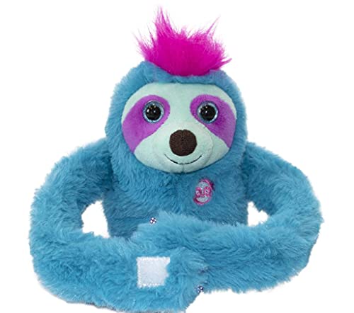 Famosa Softies 700017044 - Party Pets Slowy Faultier Puppe, die Sich über ihre Arme dreht und wiederholt, was Sie Sagen, enthält Verschiedene Sounds und 10 Verschiedene Funktionen, blau von Famosa Softies