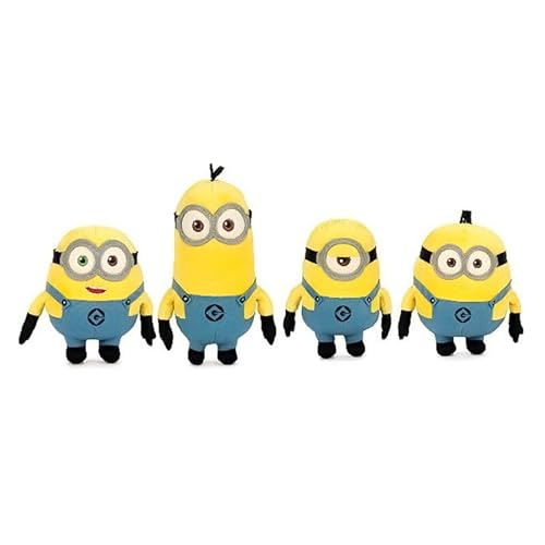 Famosa softies Minions Kuscheltier Set – 4er Pack Plüschfiguren Bob, Otto, Kevin, Stuart und Dave 1 stück (1 stück) von Famosa softies
