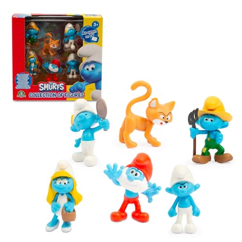 Die Schlümpfe Set mit 6 Figuren 5,5 cm, Davon 1 Exklusive Gargamel-Figur, Spielzeug für Kinder ab 3 Jahren, PUF141 von Giochi Preziosi