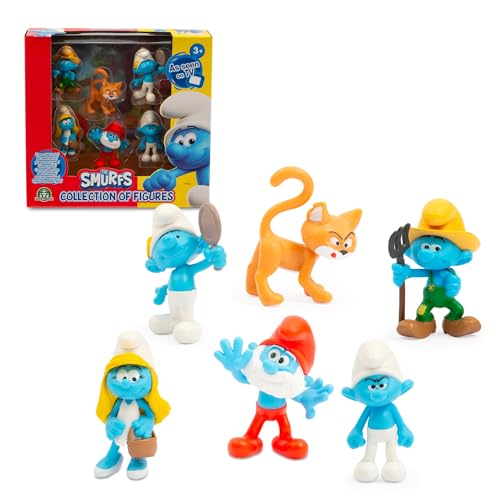 Die Schlümpfe Set mit 6 Figuren 5,5 cm, Davon 1 Exklusive Gargamel-Figur, Spielzeug für Kinder ab 3 Jahren, PUF141 von Famosa