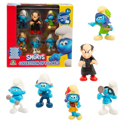 Giochi Preziosi Die Schlümpfe, Set mit 6 Figuren, 5,5 cm, Davon 1 Exklusive Azrael-Figur, Spielzeug für Kinder ab 3 Jahren, PUF142 von Giochi Preziosi