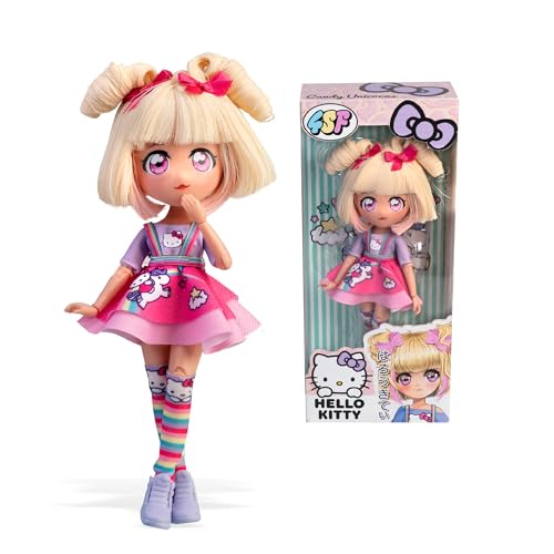 Famosa 4SF - Hello Kitty Manga Doll Candy Unicorn, Japanische Fashion Puppe mit Manga-Stil, Figur von 19,5 cm mit 15 Gelenkpunkten, Blonde Haare, Zubehör enthalten, (HKTF0400) von Hello Kitty