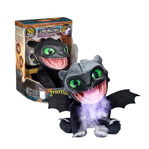 Puppetronic RE0000000 Real FX Toothless Plüschtier, elektronische Handpuppe, 30 cm, +50 Reaktionen und Geräusche, Rauch- und Feuereffekte, ab 6 Jahren, Famosa (RE000000) von Famosa
