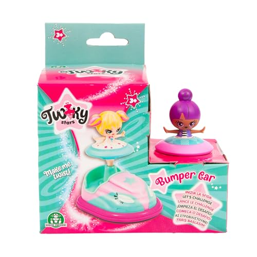 Twiky Mädchen in Action, Ballerina-Kreisel mit Stoßauto, Mini-Tänzerin mit violettem Haar, inklusive einem Spinner, der Ihren Kreisel dreht, für Mädchen ab 3 Jahren, Famosa (TWK01100) von Giochi Preziosi