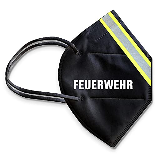 Fan-Omenal 1 Maske in Schwarz mit fluoreszierenden Streifen und Print - Feuerwehr - 15383 von Fan-Omenal