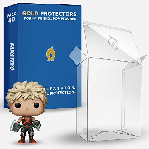 Fanatiko 20er- & 40er-Pack Gold Schutzhüllen für Funko Pop 4" - 0,5mm Schutzhülle - Bewahre Deine Sammlung in perfektem Zustand mit deinem Funko Protector - Pop Case mit Kratzschutzfolie. von Fanatiko
