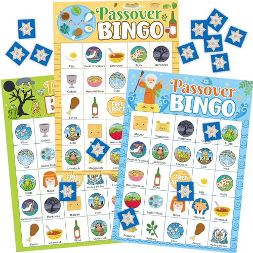 Passover Bingo-Spiel für Kinder und Erwachsene, 24 Spieler, Pessach, Partyspiele, Familienaktivitäten, Dekorationen, Gastgeschenke von Fancy Land