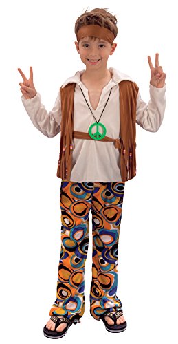 Fancy Me Jungen 4 Teile 1960s Jahre 1970s Hippie Hippy Fest Kostüm Kleid Outfit 4-14 Jahre - 12-14 Years von Fancy Me