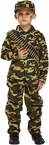 Fancy Me Jungen Kinder Armee Militär Tarnung Soldaten Uniform Kostüm Kleid Outfit - Grün, Grün, 4-6 Years von Fancy Me