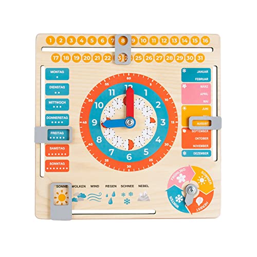 FANCY Holzspielzeug Lernuhr Kinder Kalenderuhr für Kinder Holz - Deutsch Jahresuhr zum Lernen der Uhrzeit, dem Datum, der Wochentage, Monate, Jahreszeiten und des Wetters - Lerntafel ab 3 Jahre FANCY Holzspielzeug Lernuhr Kinder Kalenderuhr für Kinder Holz - Deutsch Jahresuhr zum Lernen der Uhrzeit, dem Datum, der Wochentage, Monate, Jahreszeiten und des Wetters - Lerntafel ab 3 Jahre von FANCY