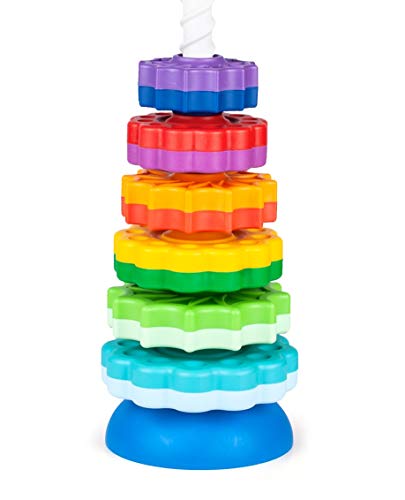 FANCY 40 cm groß Stapelturm Baby Kinderspielzeug ab 1 2 3 Jahre Farbring Pyramide mit Spiralgewinde Zahnradspiel Ringstapelturm Ringpyramide Stapel Ringe für Kinder und Baby von FANCY