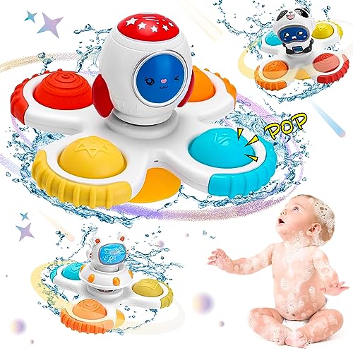 FancyWhoop Baby Spielzeug mit Saugnapf - Fidget Toys Weihnachten 0 3 6 Monate Spinner Finger Sensorisches Spielzeug für Fenster Junge Badespielzeug Wasserspielzeug 1 2 3 Kinder Geburtstags Geschenke von FancyWhoop