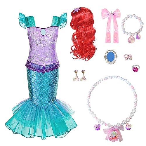 Fancyset Meerjungfrau Kostüm Prinzessin Meerjungfrau Kostüme Verkleidung Cosplay Halloween Party Karneval Outfit mit Zubehör von Fancyset
