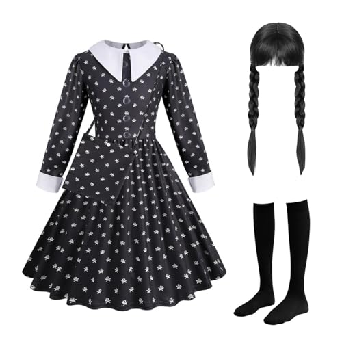 Fancyset Wednesday Costume Addams Dress Cosplay Halloween Carnival Party Outfits Fancy Dress Up von Fancyset