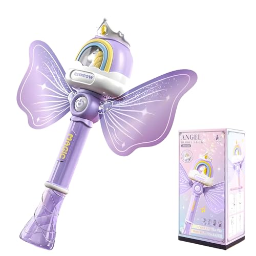 Fancysky Einhorn Seifenblasenstab mit Licht,12 Löcher,Seifenblasenmaschine,Kinder Bubble Machine,mit Seifenblasenflüssigkeit,für Sommerspielzeugpartys,Hochzeiten,Outdoor-Aktivitäten von Fancysky