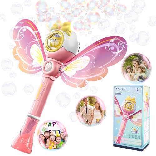 Fancysky Tragen Seifenblasenstab mit Licht,12 Löcher,Seifenblasenmaschine,Kinder Bubble Machine,mit Seifenblasenflüssigkeit,für Sommerspielzeugpartys,Hochzeiten,Outdoor-Aktivitäten von Fancysky