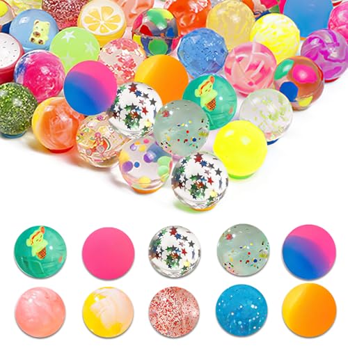 FangBoJie 24 Stück Flummies für Kinder, 24 mm Flummis Springball, Bunte Hüpfbälle und Kindergeburtstag Gummibälle Gastgeschenke Geeignet für Event Party Souvenirs, extrem große Springbäll von FangBoJie