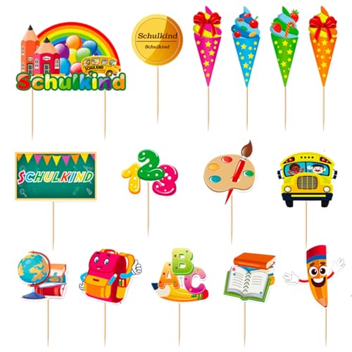 Pack of 23 Tortendeko Schulanfang, First Day of School Decoration Cupcake Toppers, ABC 123 Cake Deko, SchuleinfüHrung Kuchen Dekoration, Schultag Einschulung für Boy Girl Tafel Kuchendeko Pack of 23 Tortendeko Schulanfang, First Day of School Decoration Cupcake Toppers, ABC 123 Cake Deko, SchuleinfüHrung Kuchen Dekoration, Schultag Einschulung für Boy Girl Tafel Kuchendeko von FangBoJie