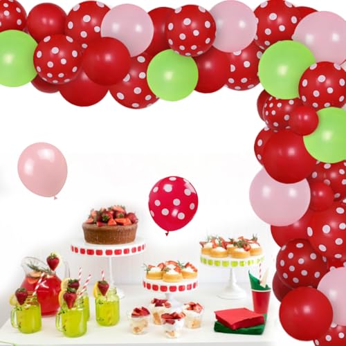 Erdbeer-Party-Dekorationen Geburtstags-Ballon-Girlanden-Kit für Mädchen Rosa 1. 2. Geburtstagsfeier-Lieferungen Erdbeer-rote und weiße Tupfenballons Erdbeer-Party-Dekorationen Geburtstags-Ballon-Girlanden-Kit für Mädchen Rosa 1. 2. Geburtstagsfeier-Lieferungen Erdbeer-rote und weiße Tupfenballons von Fangleland