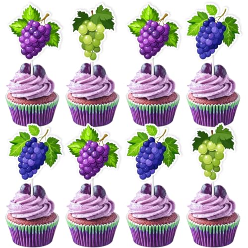 Fangleland Cupcake-Topper für Traubenpartys, Desserts, Cupcake-Picks für Geburtstag, Babyparty, Brautparty, Junggesellinnenabschied, Hochzeit, Partyzubehör, 24 Stück Fangleland Cupcake-Topper für Traubenpartys, Desserts, Cupcake-Picks für Geburtstag, Babyparty, Brautparty, Junggesellinnenabschied, Hochzeit, Partyzubehör, 24 Stück von Fangleland