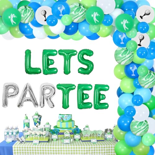 Lets Partee Golf Party Dekorationen für Junge Männer, Blau Grün Ballons Girlande Bogen Kit Golf Sport Thema Partee Zeit Geburtstag Baby Dusche Ruhestand Party Supplies Indoor Outdoor Dekoration von Fangleland
