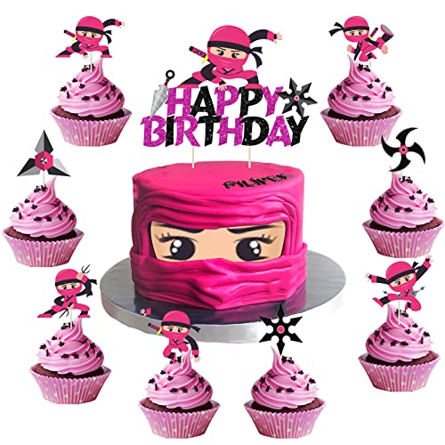 Ninja Happy Birthday Tortenaufsätze Set Pink für Mädchen Krieger Ninja Master Thema Babyparty Geburtstag Party Dekorationen Supplies 25 Stück Ninja Happy Birthday Tortenaufsätze Set Pink für Mädchen Krieger Ninja Master Thema Babyparty Geburtstag Party Dekorationen Supplies 25 Stück von Fangleland
