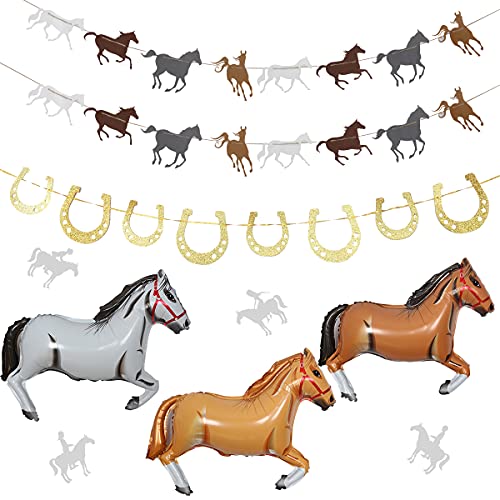 Pferde-Party-Dekorationen Western Cowboy Cowgirl Party Supplies Pferderennen Hufeisen Girlanden für Western Rodeo Geburtstag Hochzeit Brautdusche Party von Fangleland
