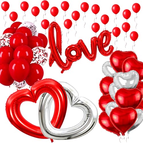 Fangoo Valentinstag Dekoration Set Herz Folienballon Rote Love Luftballons Romantisch Deko Konfetti Ballon Dekoration Romantisch Deko Set für Romantische Atmosphäre Heiratsantrag Valentinstag Deko Fangoo Valentinstag Dekoration Set Herz Folienballon Rote Love Luftballons Romantisch Deko Konfetti Ballon Dekoration Romantisch Deko Set für Romantische Atmosphäre Heiratsantrag Valentinstag Deko von Fangoo