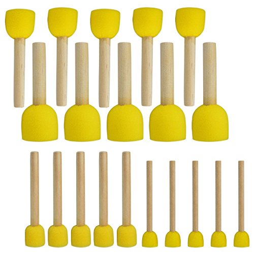 Fangxuee 20 Stueck Runde Schwaemme Pinsel Set Kinder Malwerkzeuge - Schwamm Malerei Set DIY Malwerkzeuge in 4 Groessen Fuer Kinder von Fangxuee
