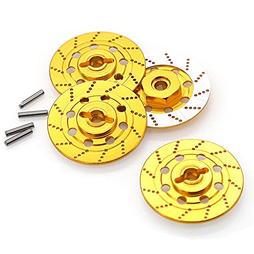 Fangxuee 4 StüCke Metall Bremse Scheibe Felgen Kasten Metall Hex Adapter 12Mm für 1/10 D4 On-Road Racing RC Auto Teile,Gold von Fangxuee