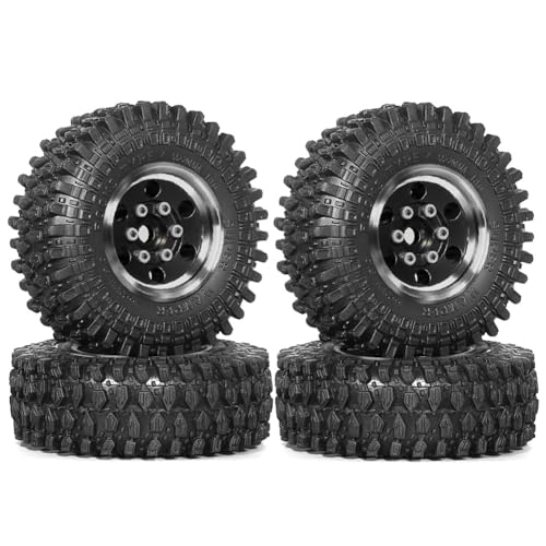 Fangxuee 4 Stück 55 mm 1,0 Metall-Beadlock-Radreifen für 1/18 1/24 RC Crawler Car TRX4M SCX24 Upgrade-Teile Zubehör Schwarz von Fangxuee