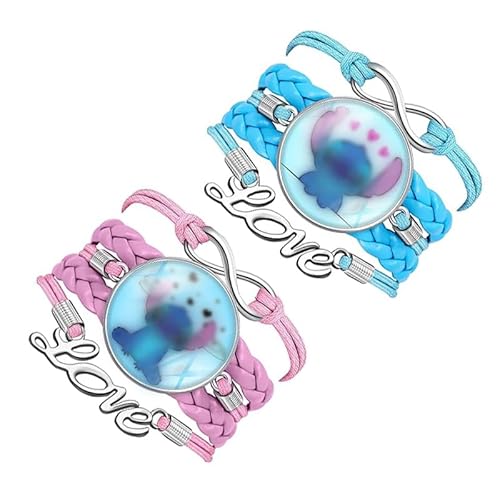 Fanoyo Stitch Armband, 2 Stücke Cartoon Anime Armband, Geflochtenes Lederarmband, Stitch Verstellbares Blau Stich Cartoon Bettelarmband für Mädchen Geburtstags Mädchen Fanoyo Stitch Armband, 2 Stücke Cartoon Anime Armband, Geflochtenes Lederarmband, Stitch Verstellbares Blau Stich Cartoon Bettelarmband für Mädchen Geburtstags Mädchen von Fanoyo