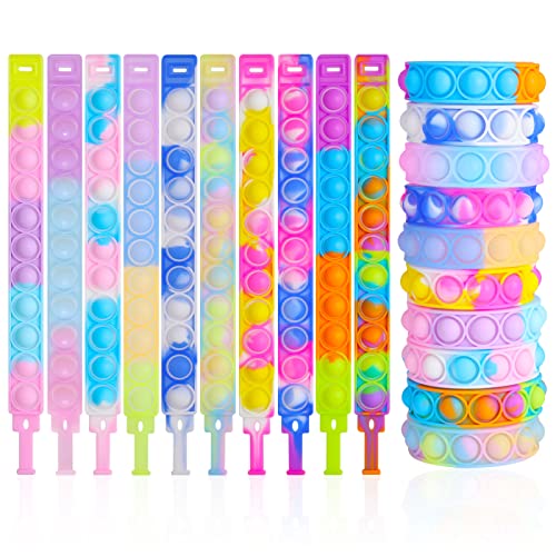 Fanshiontide Pop Armband It, 10 Stück Wristband Fidget Dekompression Spielzeug Set, Silikon Regenbogen Baby Sensorik Spielzeug Geschenke für Kinder Jungen Mädchen Stressabbau & Anti-Angst( Mehrfarbig) von Fanshiontide