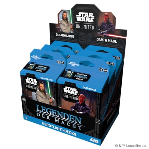 Asmodee - FFG - Star Wars: Unlimited Trading Card Game - Legenden der Macht - Spotlight Deck Display mit 6 Spotlight Decks: Darth Maul & Qui-Gon Jinn - TCG, Alter 12+, 2+ Spieler, 20 Minuten, Deutsch von Fantasy Flight Games