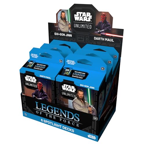 Asmodee - FFG - Star Wars: Unlimited Trading Card Game - Legends of The Force - Spotlight Deck Display mit 6 Decks: Darth Maul & Qui-Gon Jinn - TCG, Alter 12+, 2+ Spieler, 20 Minuten, Englisch von Fantasy Flight Games