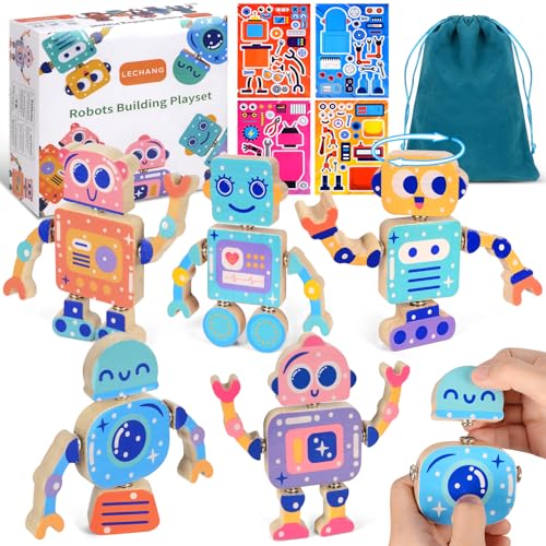 Bauklötze Holz Montessori Spielzeug ab 3 Jahre, Roboter Holzbausteine mit Buttons, Fine Motorikspielzeug Set Kinder, Konstruktionsspielzeug Holzspielzeug Geschenk für 3 4 5 6 Jahre Jungen Mädchen Bauklötze Holz Montessori Spielzeug ab 3 Jahre, Roboter Holzbausteine mit Buttons, Fine Motorikspielzeug Set Kinder, Konstruktionsspielzeug Holzspielzeug Geschenk für 3 4 5 6 Jahre Jungen Mädchen von Fantspati