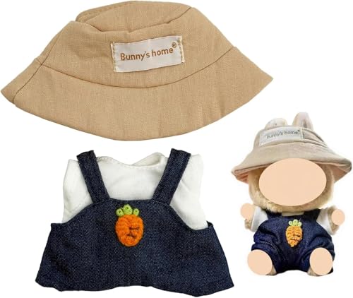 Fanvita 3-teiliges Puppenkleidungsset, handgefertigte Modekleidung für 15/17 cm große Puppen, süßes Puppenoutfit mit Accessoires – Jeanslatzhose, weißes T-Shirt und Hut Fanvita 3-teiliges Puppenkleidungsset, handgefertigte Modekleidung für 15/17 cm große Puppen, süßes Puppenoutfit mit Accessoires – Jeanslatzhose, weißes T-Shirt und Hut von Fanvita