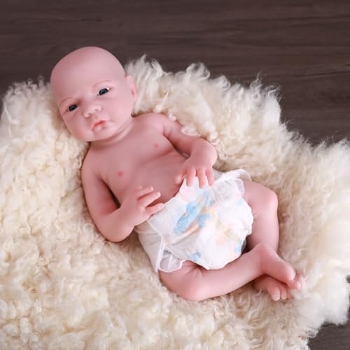 Farious 45cm realistische Vollsilikon-Babypuppe, lebensechte wiedergeborene Babypuppen, Spielzeug und Sammlerstück. Junge mit Glatze 026 von Farious
