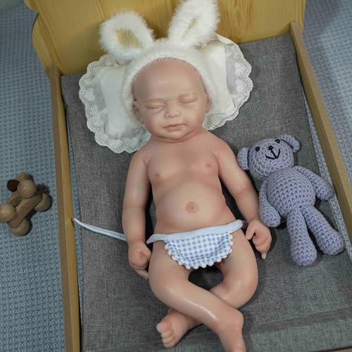 Farious 46CM Realistic Full Silicone Baby Doll,Lifelike Reborn Baby Dolls, Toy, and Collectible.Bald Girl 015 von Farious