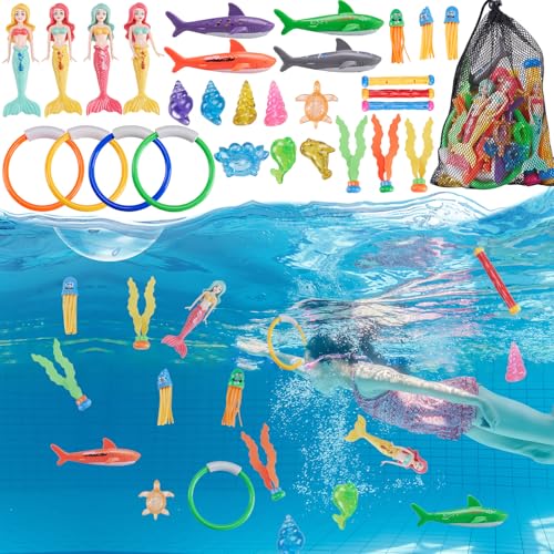 Farnirvana Tauchspielzeug für Kinder, 30 Stück Tauchringe für Kinder, Pool Spielzeug mit Tauchringen, Meerjungfrauen,Quallen Oktopus, Schwimmbad Spielzeug für Unterwasserspiel und Tauchtraining Farnirvana Tauchspielzeug für Kinder, 30 Stück Tauchringe für Kinder, Pool Spielzeug mit Tauchringen, Meerjungfrauen,Quallen Oktopus, Schwimmbad Spielzeug für Unterwasserspiel und Tauchtraining von Farnirvana