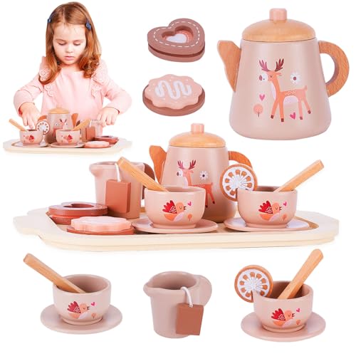 Farnirvana Teeservice Kinder Holz, Küchenzubehör Kinder Holz, Tee Set Holzspielzeug, Küchenspielzeug Rollenspiele Geschenk Mädchen Jungen, Teeparty-Set, Geschenk für Jungen Mädchen ab 3 Jahre (Rosa) Farnirvana Teeservice Kinder Holz, Küchenzubehör Kinder Holz, Tee Set Holzspielzeug, Küchenspielzeug Rollenspiele Geschenk Mädchen Jungen, Teeparty-Set, Geschenk für Jungen Mädchen ab 3 Jahre (Rosa) von Farnirvana