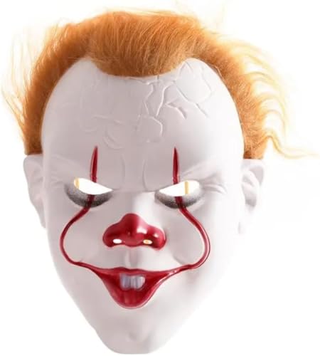 Fartoni Horror Clown Maske Oder Halloween-Maske. Halloween Kostüm Pennywise. Realistische Horror-Clown-Maske. Killerclown-Masken. Killer Clown Kostüm Pennywise Perücke von Fartoni