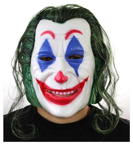 Fartoni Joker Maske Oder Killerclown-Maske. Halloween-Joker-Maske Mit Grünem Haar. Horrormasken Für Halloween Joker Smile. Furchteinflößende Halloween-Purge-Maske. Halloween-Kostümzubehör. von Fartoni