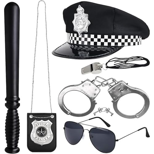 Fartoni Polizeikostüm für Kinder oder Erwachsene mit Mütze Schlagstock Abzeichen Brille und Handschellen Inklusive Ideal für Karneval Kostümpartys und Rollenspiele mit Kompletter Polizei Set Fartoni Polizeikostüm für Kinder oder Erwachsene mit Mütze Schlagstock Abzeichen Brille und Handschellen Inklusive Ideal für Karneval Kostümpartys und Rollenspiele mit Kompletter Polizei Set von Fartoni