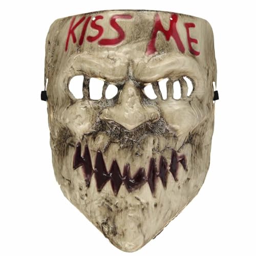 Fartoni The Purge Maske Kiss Me. Masken Der Säuberung. Gesichtsmaske Und Maskengott, Clown, Kreuz, Säuberungslächeln. Masken Oder Masken Des Terrors Und Der Angst. (Kiss Me) von Fartoni